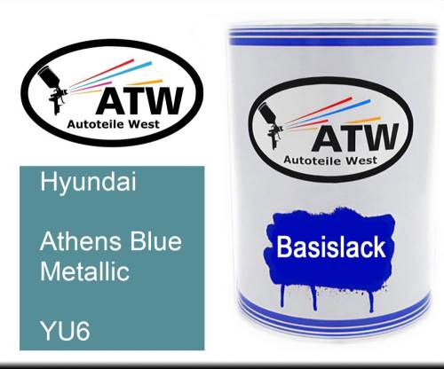 Hyundai, Athens Blue Metallic, YU6: 500ml Lackdose, von ATW Autoteile West.